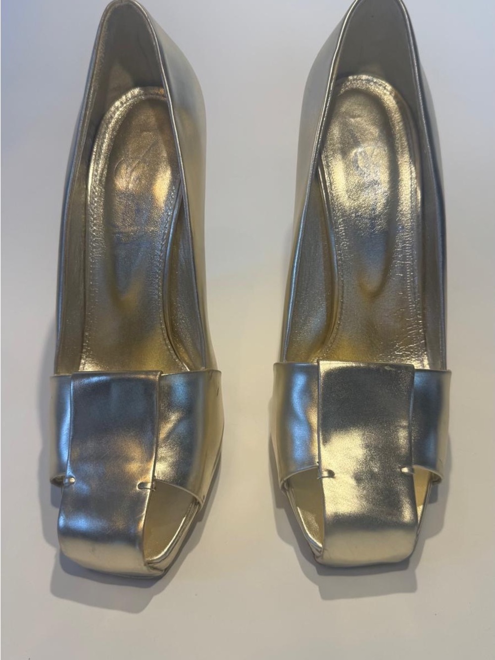 YSL Metallic Gold Leather Heels